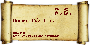 Hermel Bálint névjegykártya